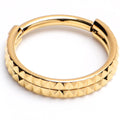 16G 3/8 Gold PVD Pyramid Cut Double Hoop 316L Surgical Steel Hinged Segment Ring