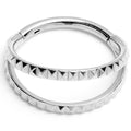 16G 3/8" 316L Steel Double Spike Precision Hinged Segment Ring