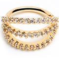 18G 5/16 Clear CZ Gem Gold Tone Faux Triple Hoop Closure Ring