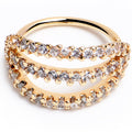 20G 5/16 Clear CZ Gem Gold Tone Faux Triple Hoop Nose Hoop