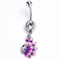 Clear Gem Peacock Purple Dangle Belly Ring