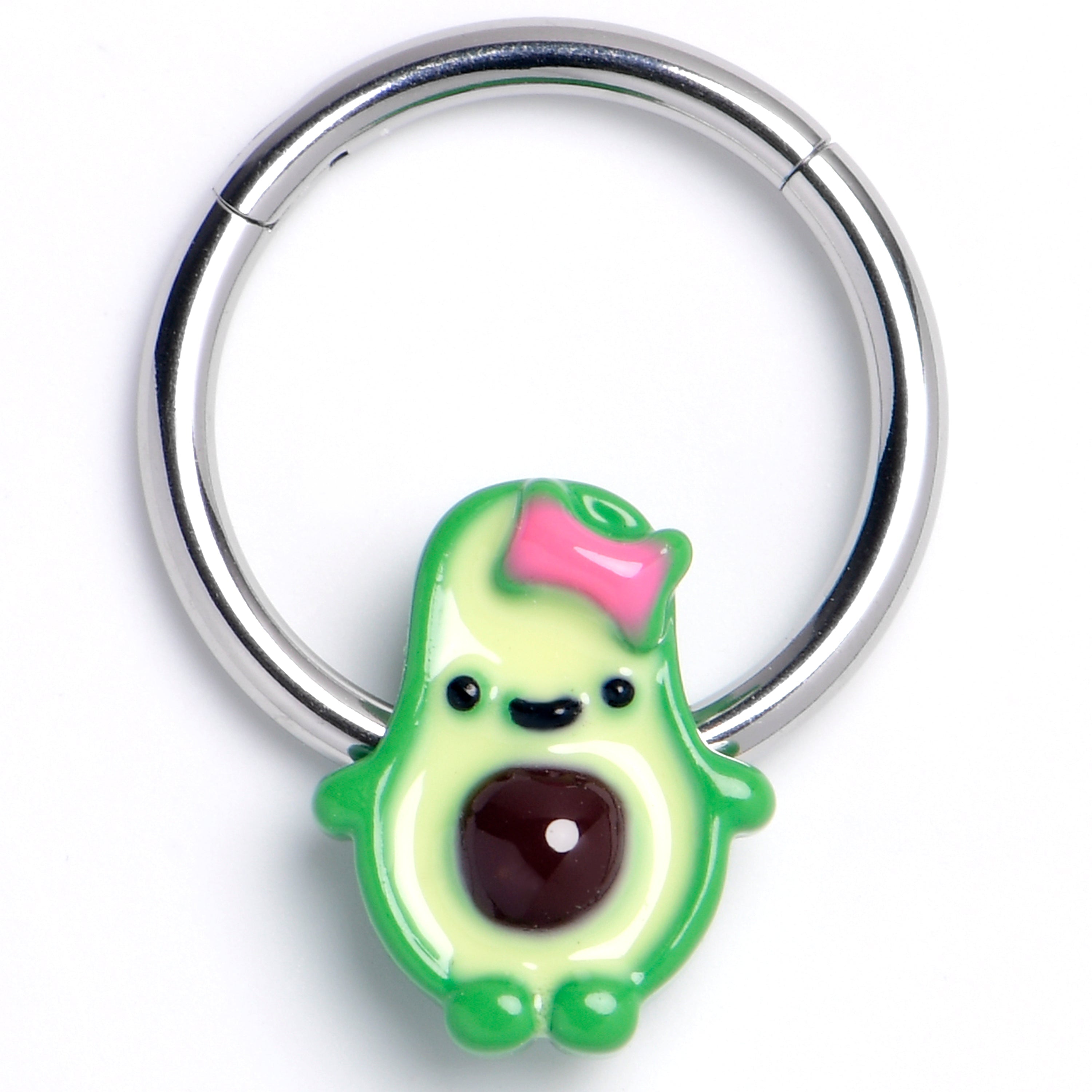 16G 3/8 Cutie Avocado Hinged Segment Ring