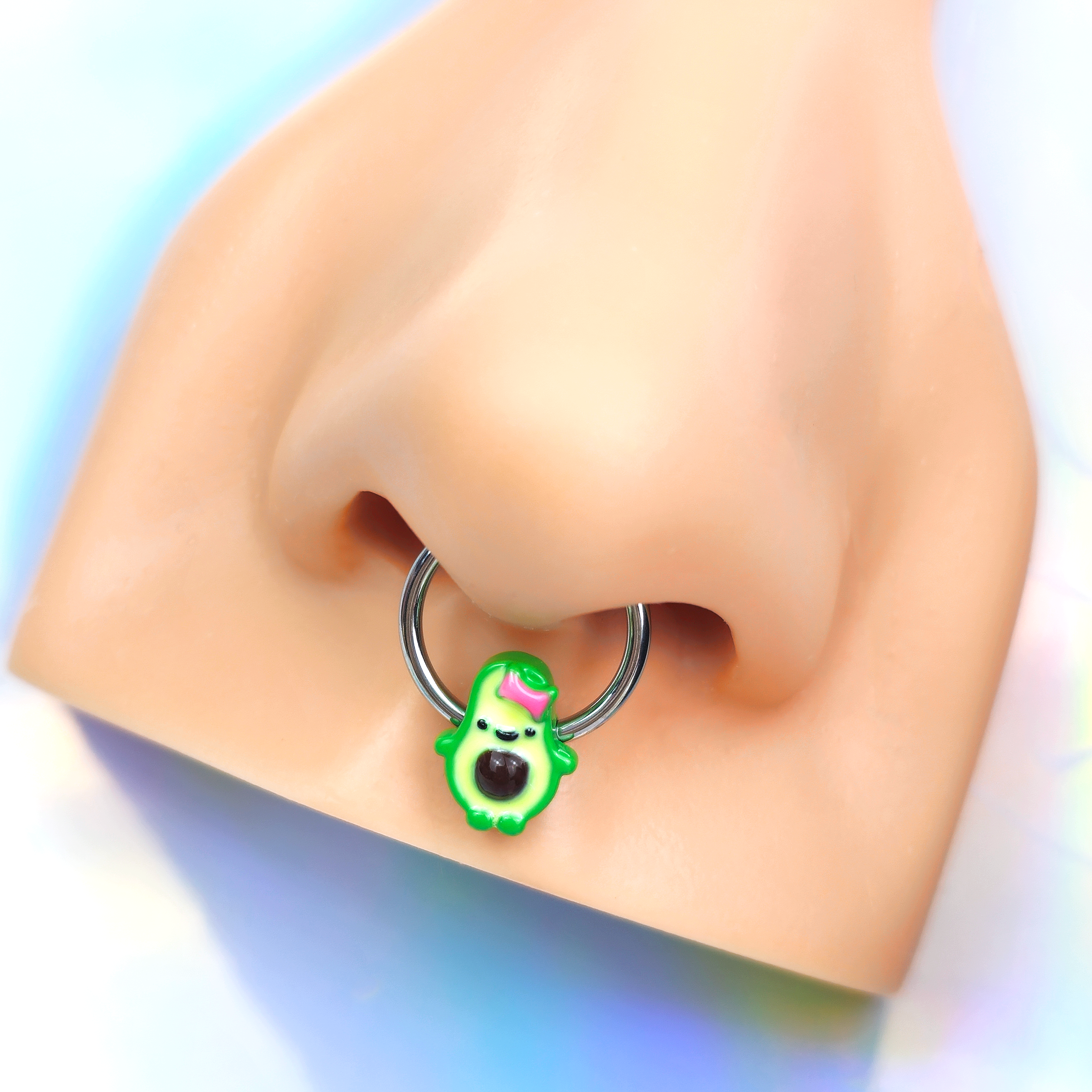 16G 3/8 Cutie Avocado Hinged Segment Ring
