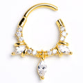 16G 3/8 Clear CZ Gem Gold Tone Epic Glam Hinged Segment Ring