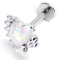 16G 5/16 White Faux Opal Sunny Heart Labret Monroe Tragus