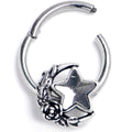 16G 3/8 Clear Gem Ornate Moon Star Hinged Segment Ring