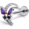 16G 5/16 Aurora Gem Butterfly Purple Beauty Labret Monroe Tragus