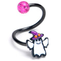 16G 3/8 Black Witch Hat Ghost Spiral Twister Cartilage Ring