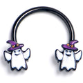 16G 3/8 Black Witch Hat Ghosts Horseshoe Circular Barbell