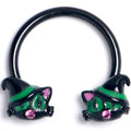 16G 3/8 Pink Gem Black Halloween Hat Cat Horseshoe Circular Barbell