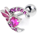 16G 1/4 Pink Gem Butterfly Heart Moon Cartilage Tragus Earring