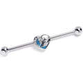 14G Clear Gem Dolphin Heart Delight Industrial Barbell 38mm