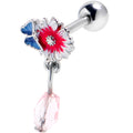 16G 1/4 Pink Gem Passion Flower Butterfly Cartilage Tragus Earring