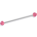 14G Pink Gem Internally Threaded Disco Industrial Barbell 38mm