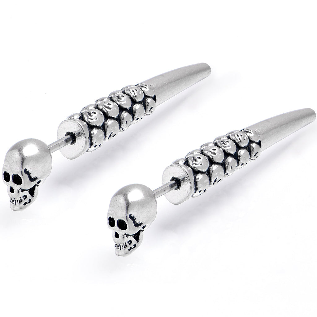 Skull Head Stainless Steel Screw Taper Cheater Plug Set