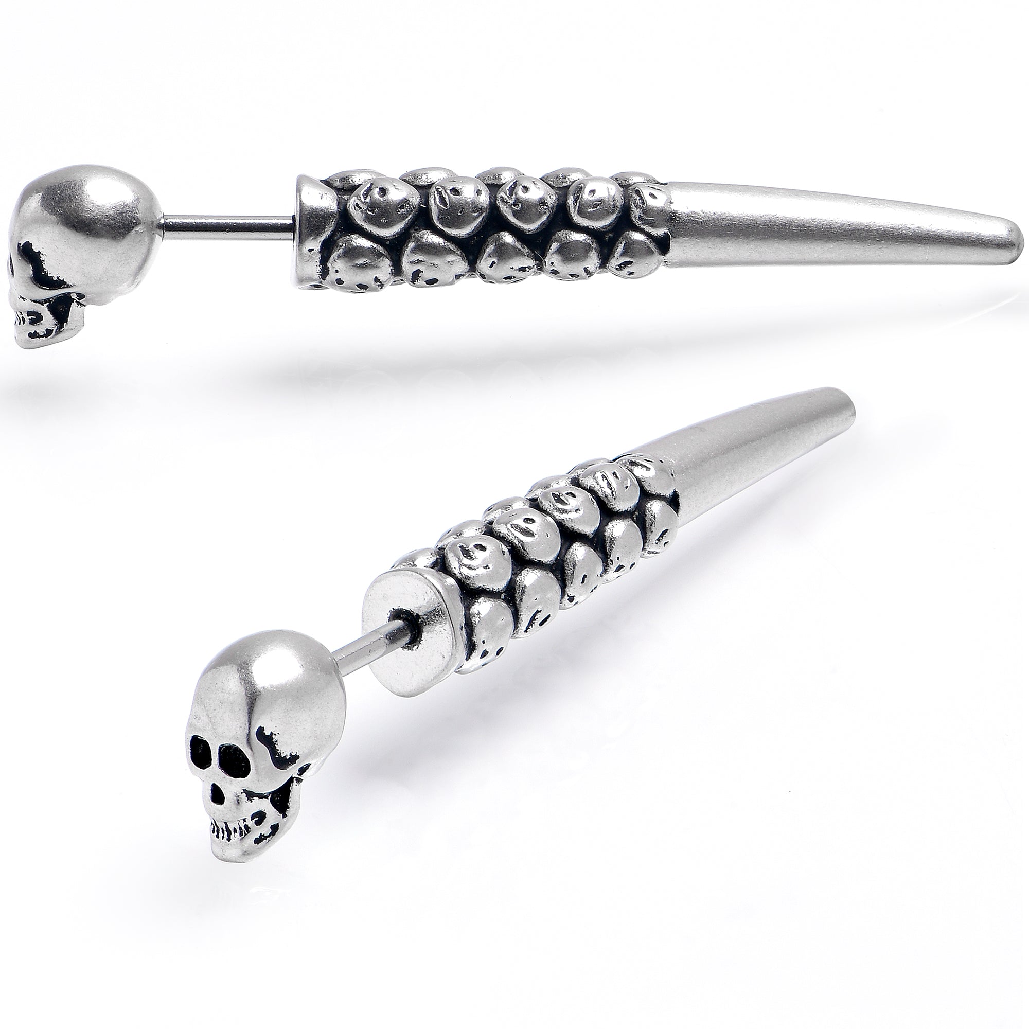 Skull Head Stainless Steel Screw Taper Cheater Plug Set