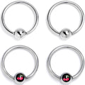 16G 3/8 Cherry Ball BCR Captive Ring Set of 4