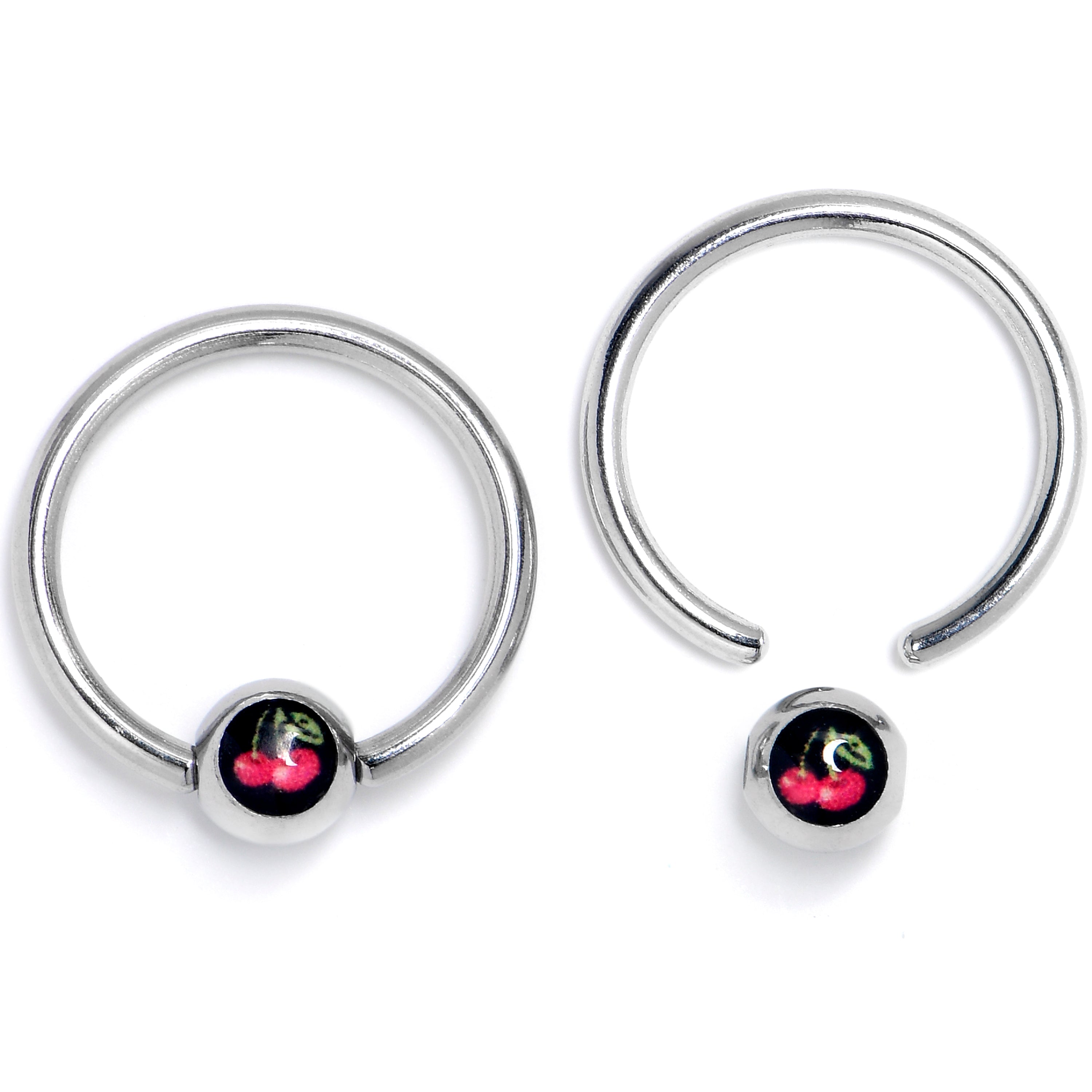 16G 3/8 Cherry Ball BCR Captive Ring Set of 4