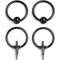 16G 3/8 Black Medieval Sword BCR Captive Ring Set of 4