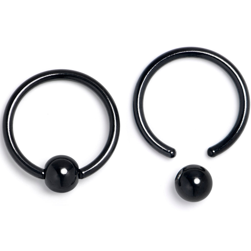 16G 3/8 Black Medieval Sword BCR Captive Ring Set of 4