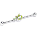 14G Green Gem Glitter Dragonfly Industrial Barbell 38mm
