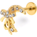 16G 5/16 Clear Gem Gold Tone Moon Bow Heart Labret Monroe Tragus