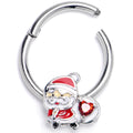 16G 3/8 Red Gem Santa Bag Heart Hinged Segment Ring