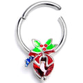 16G 3/8 Red Gem Festive Holiday Ornament Hinged Segment Ring