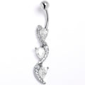 Clear CZ Gem Super Style Swirl Dangle Belly Ring