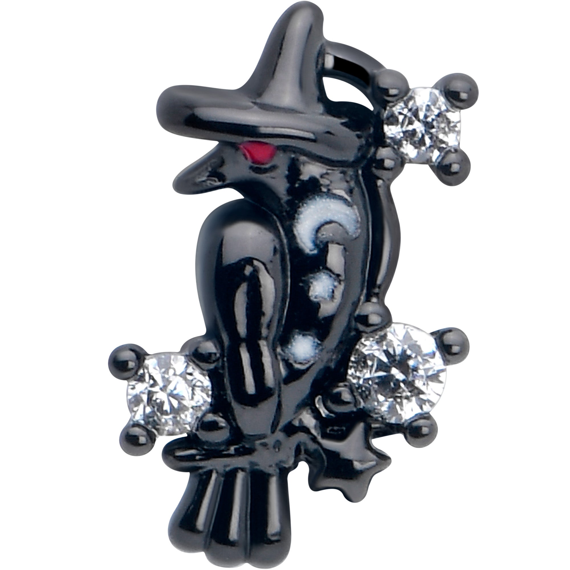 16G 5/16 Clear CZ Gem Black Raven Witch Labret Monroe Tragus