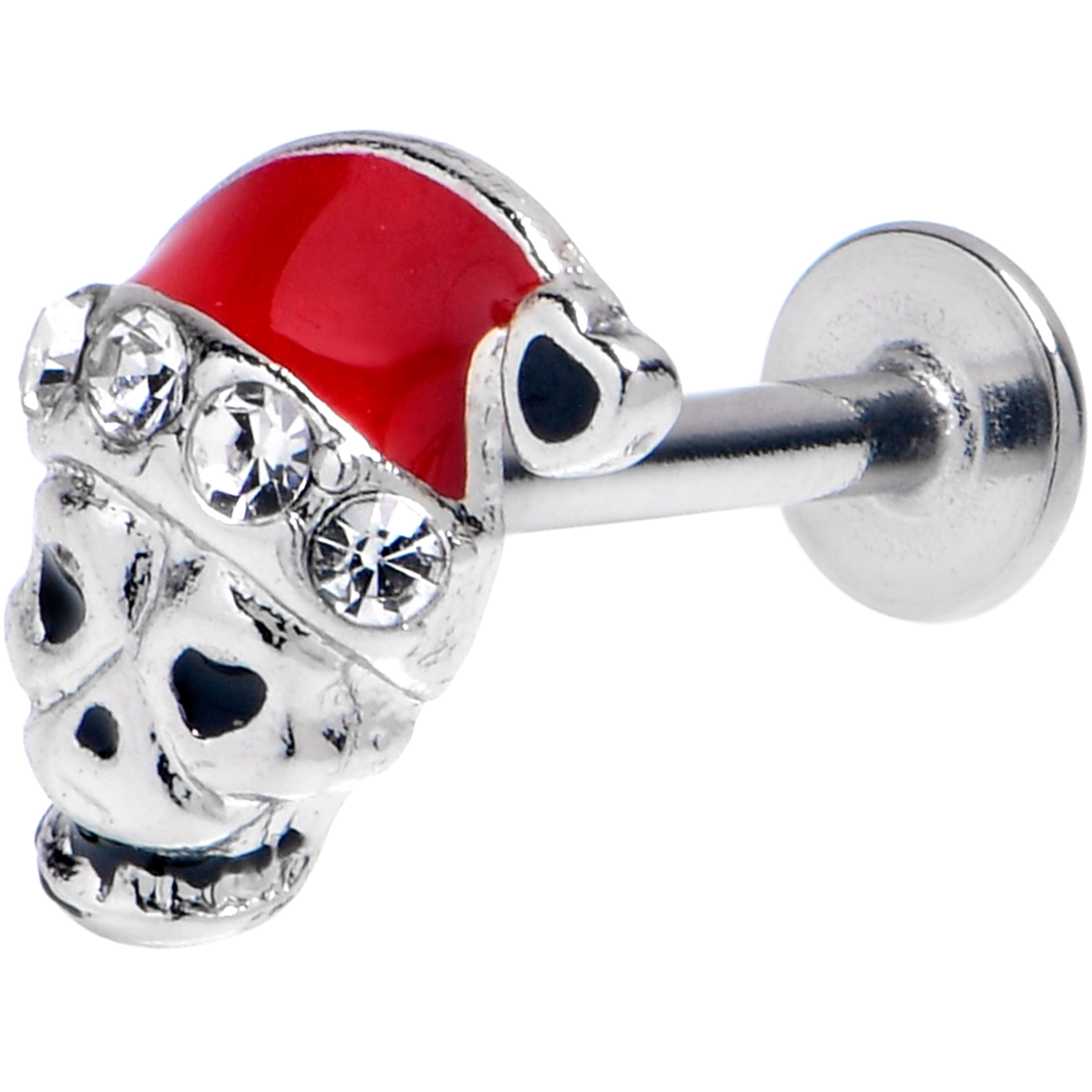 16G 5/16 Clear Gem Santa Hat Skull Labret Monroe Tragus