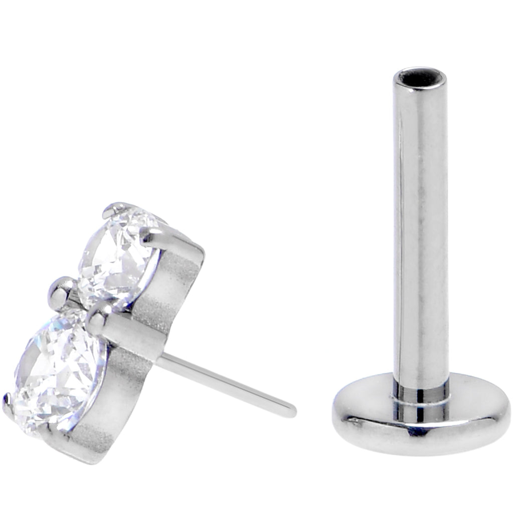 16G 5/16 Clear Gem G23 Titanium Threadless Push In Labret Tragus