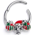 16G 3/8 Clear Gem Santa Hat Skull Gifts Hinged Segment Ring