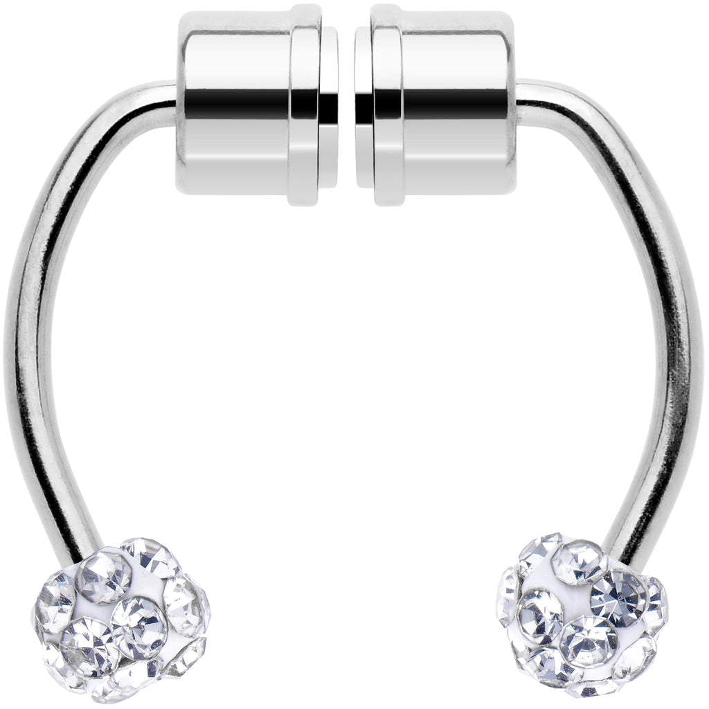 Clear Gem Magnetic Septum Ring Horseshoe Non-Pierced Fake Nose Ring Set