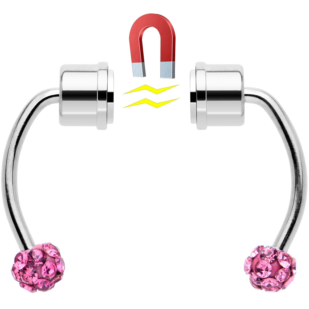 Pink Gem Magnetic Septum Ring Horseshoe Non-Pierced Fake Nose Ring Set
