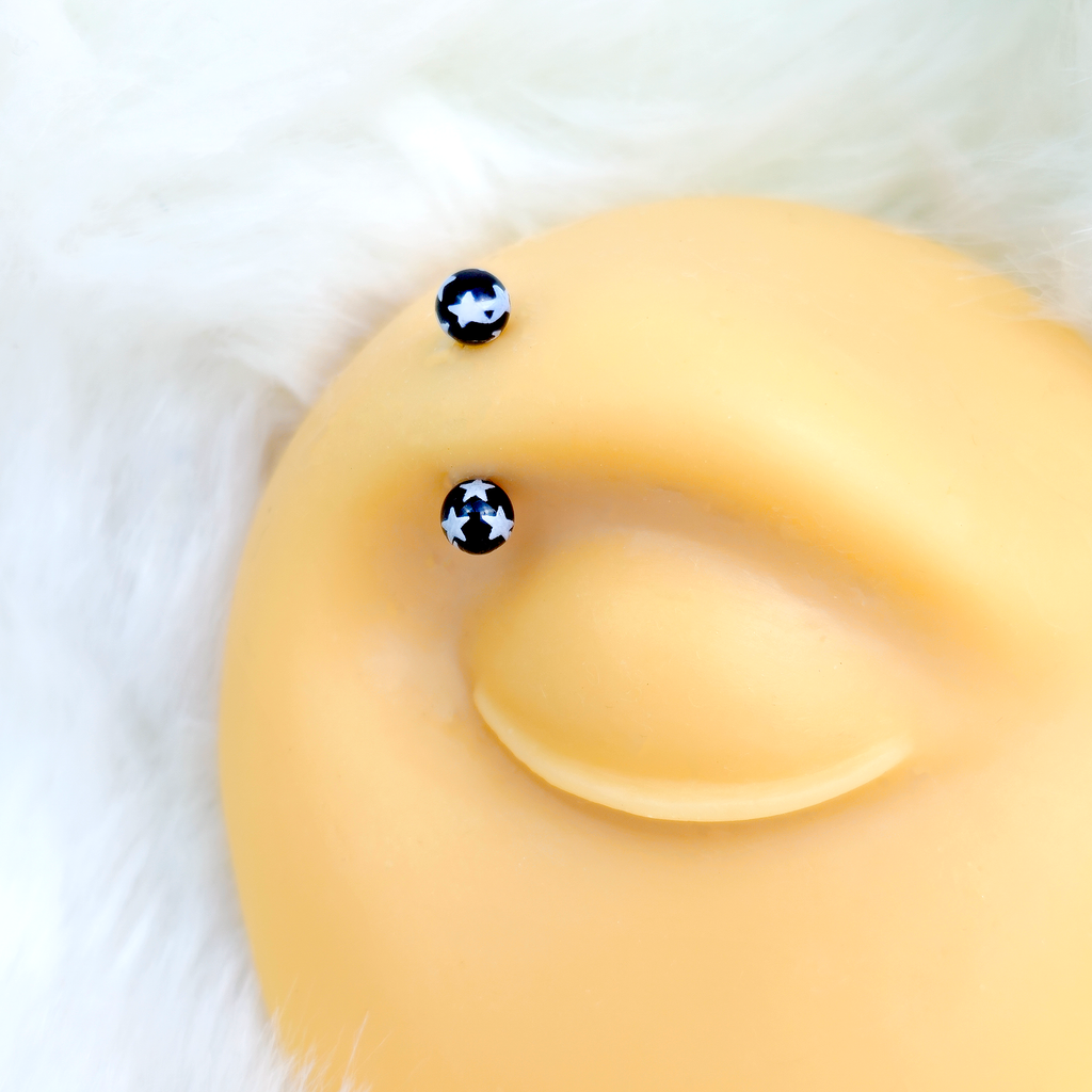 16G 5/16 Clear Gem Mix Black White Curved Eyebrow Ring Set of 8