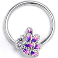 16G 3/8 Clear Gem Peacock Purple BCR Captive Ring