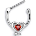 16G 5/16 Red CZ Gem Wrapped in Heart Cartilage Clicker