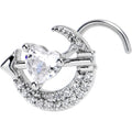 20G 7mm Clear CZ Gem Moon Lover Left Side Nose Screw
