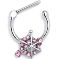16G 5/16 Pink Gem Spiderweb Goth Cartilage Clicker