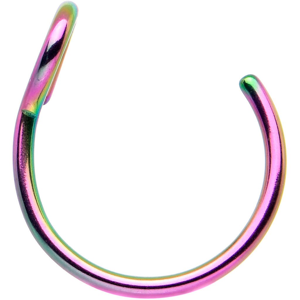 Rainbow Stainless Steel Clip on Hoop Fake Nose Ring