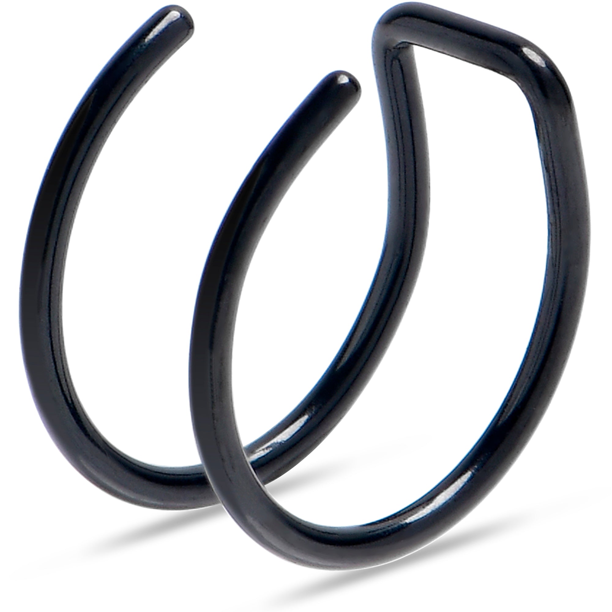 Black Stainless Steel Clip on Double Hoop Fake Cartilage Earring Ear Cuff