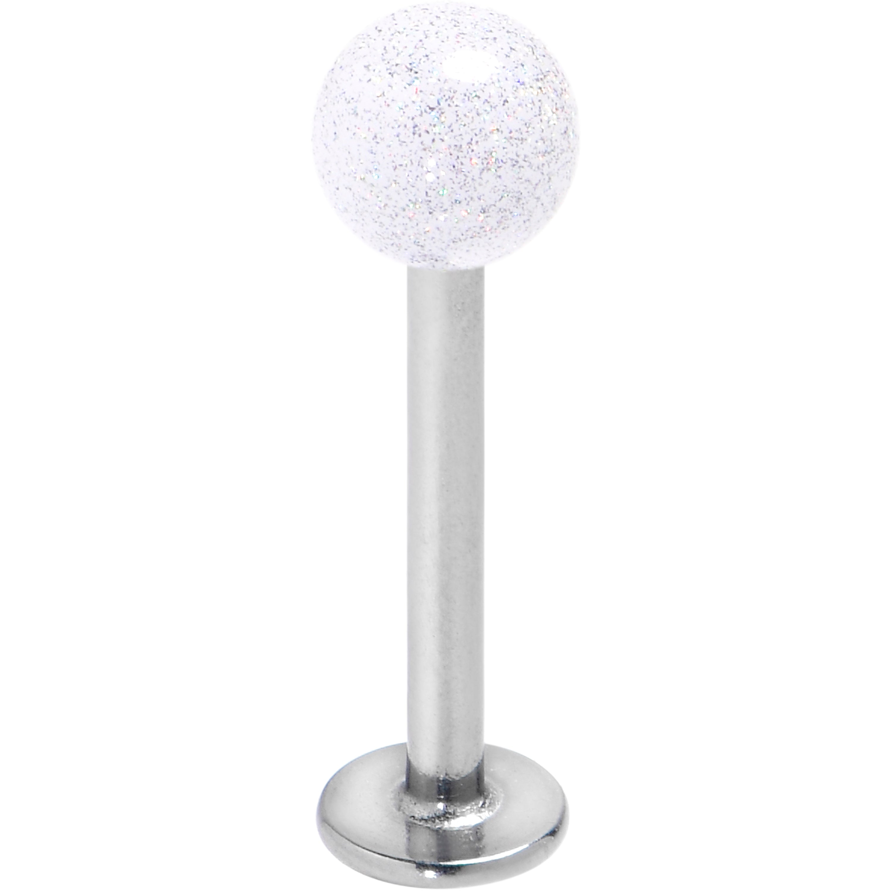 16 Gauge 3/8 Clear Shimmer Glitter Labret Monroe Tragus