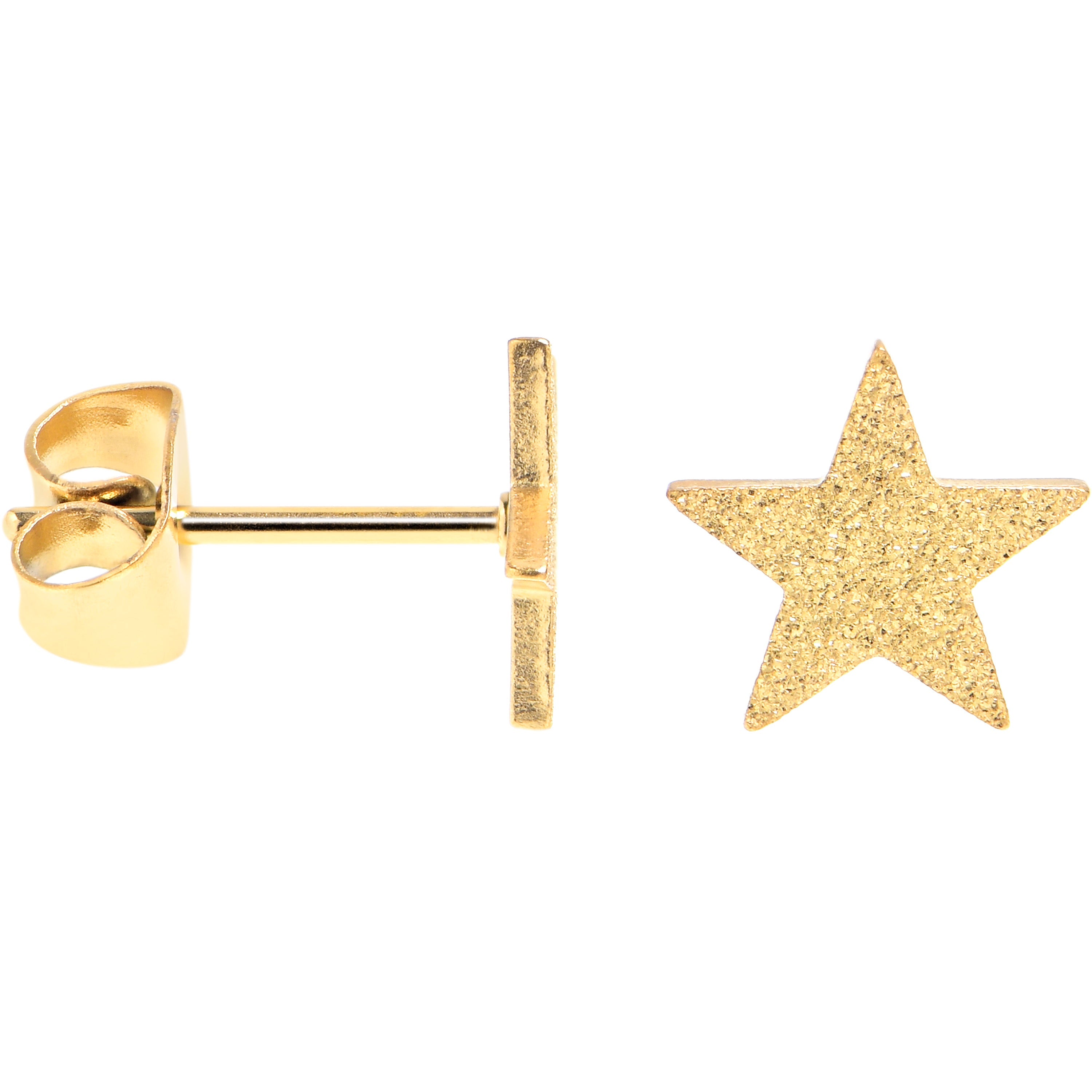 4mm-8mm Stars Stud Gold Tone 316L Stainless Steel Earrings 6 Pack
