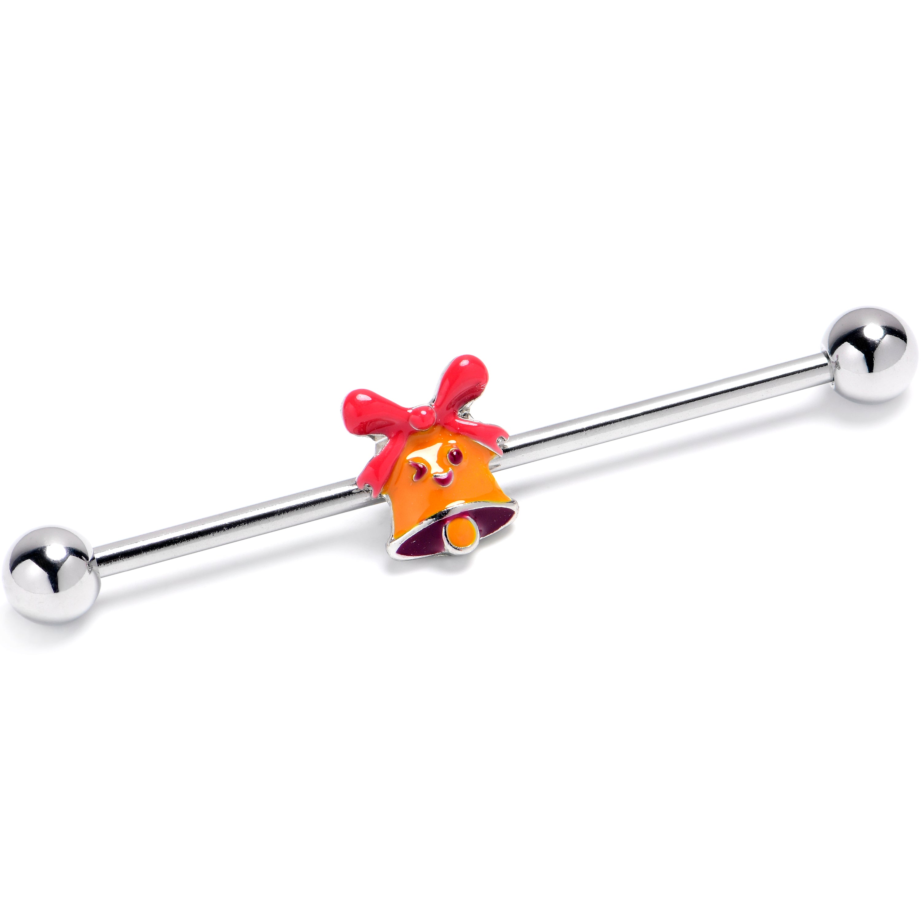 14G Holiday Bell Bling Industrial Barbell 38mm