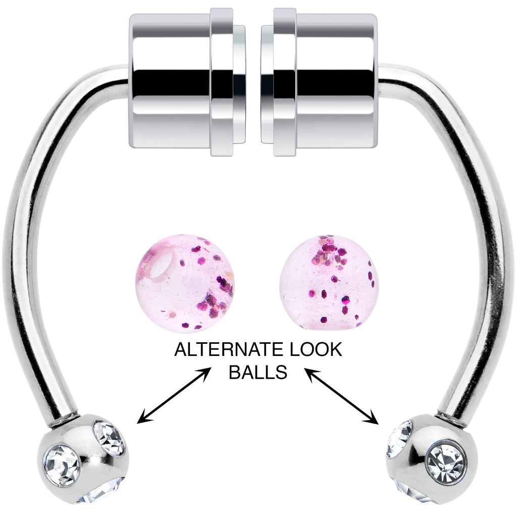 Pink Gem Magnetic Septum Ring Horseshoe Non-Pierced Fake Nose Ring