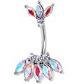 Clear Aurora Gem Fashion Fan Double Mount Belly Ring