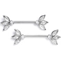 14G 9/16 Clear Gem Fashion Fan Mini Barbell Nipple Ring Set