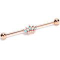 14G Aurora Gem Rose Gold Tone Fashion Fan Industrial Barbell 38mm
