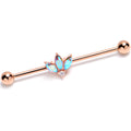 14G Aurora Gem Rosy Tone Fashion Fan Mini Industrial Barbell 38mm